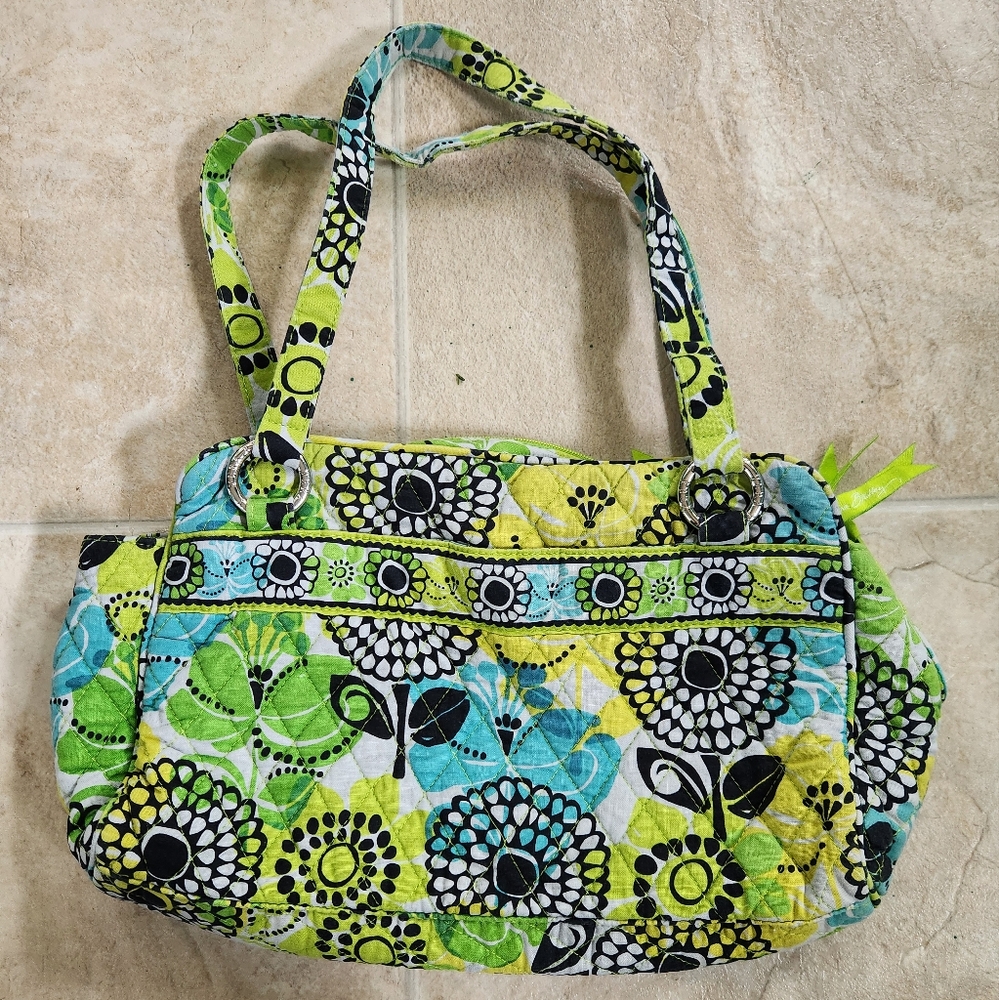 Vera Bradley Lime Green/Blue Paisley Shoulder Bag